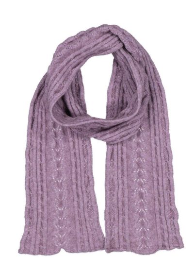 possum merino cable scarf lilac - ecowool