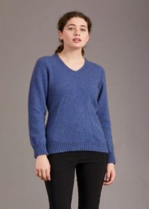 possum merino rib v-neck jersey orchid - ecowool