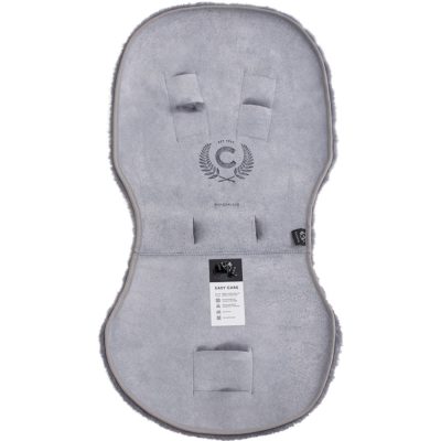 Sheepskin buggy liner grey back view - Ecowool