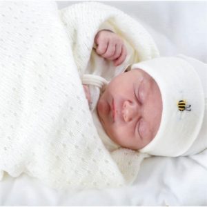 baby eyelet merino blanket cream - ecowool