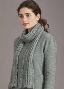 possum merino cable scarf float stitch sweater mint - ecowool