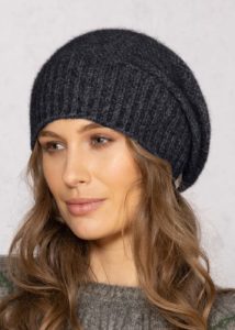 Possum Merino Moss Baggie Beanie charcoal- Ecowool