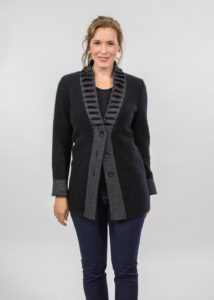 possum merino fancy collar jacket black ecowool