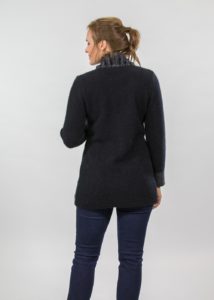 possum merino fancy collar jacket black - ecowool