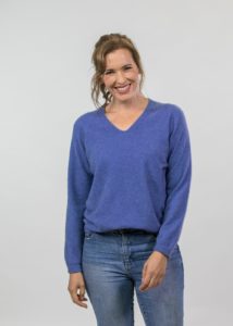 possum merino ladies v neck sweater bluebell - ecowool
