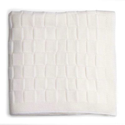 merino basket weave baby blanket cream - ecowool