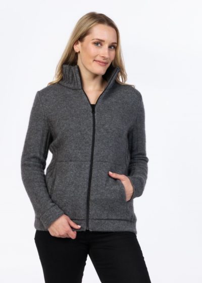 possum merino essential jacket silver - ecowool