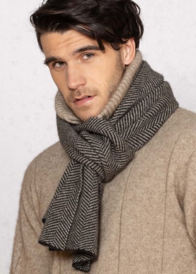 Possum Merino Herringbone Scarf - Ecowool