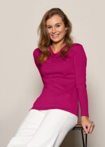 pure merino shimmer top cerise - ecowool