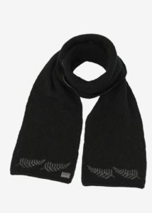 possum merino silver fern scarf black - ecowool