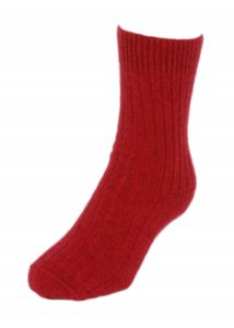 possum merino casual rib sock red - ecowool