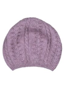 possum merino cable beret lilac - ecowool