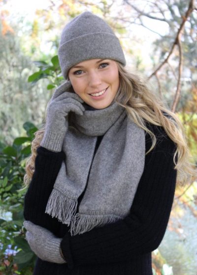 possum merino plain scarf silver - ecowool