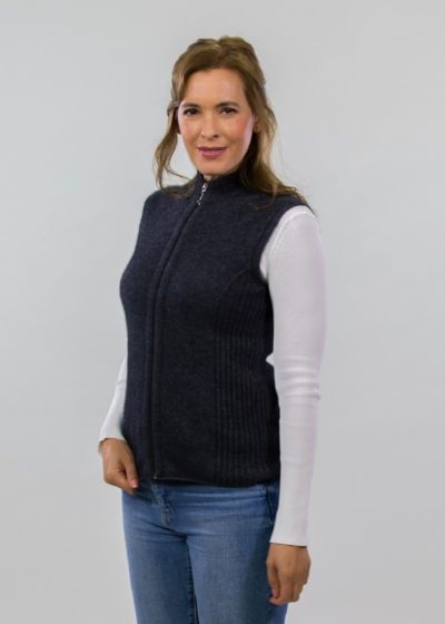 possum merino ribbed vest charcoal - ecowool