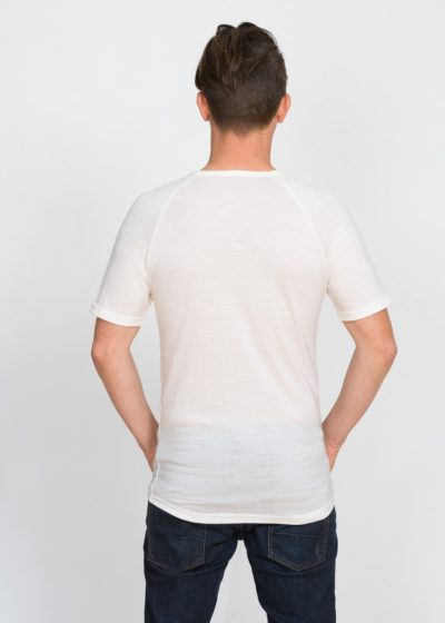 merino thermal vee short sleeve white - ecowool