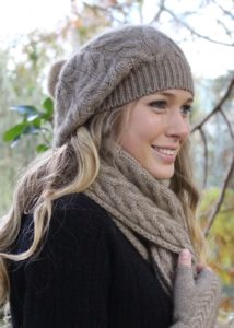 alpaca cable beanie scarf natural- ecowool