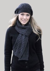 alpaca cable beanie scarf slate- ecowool