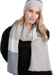 possum merino travel scarf natural stripe - ecowool