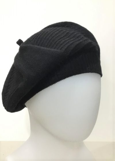 fine-merino black beret - ecowool