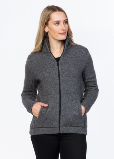 possum merino essential jacket silver - ecowool