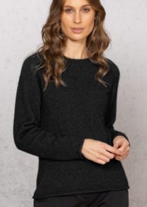possum merino raglan sweater black - ecowool