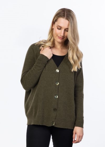 possum merino relaxed cardigan fern - ecowool