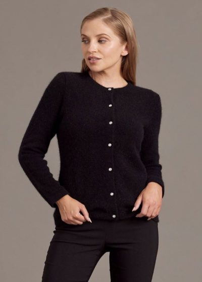 possum merino crystal cardigan black - ecowool