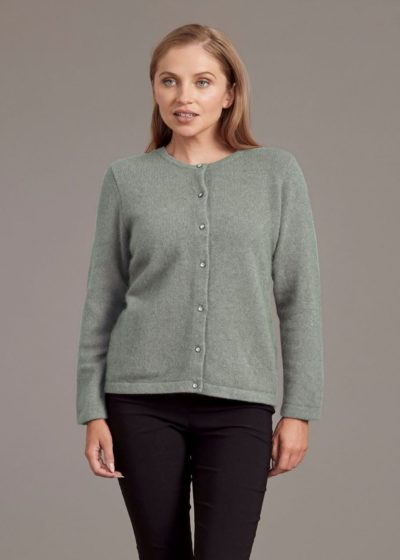 possum merino crystal cardigan mint - ecowool