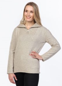 possum merino half zip sweater natural ecowool