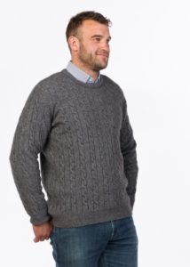 possum merino cable sweater silver ecowool