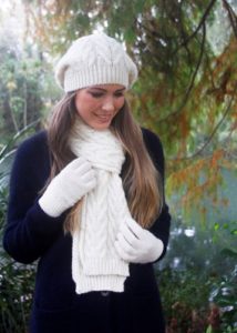 Alpaca Cable Beanie and Scarf - Ecowool