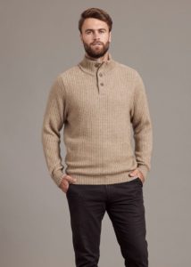 possum merino placket sweater mocha ecowool