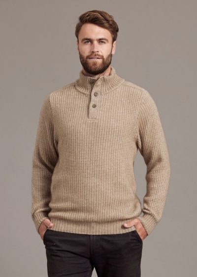 Possum Merino Placket Sweater mocha Ecowool