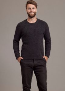 possum merino rib crew sweater charcoal- ecowool