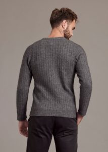 possum merino rib crew sweater pewter ecowool