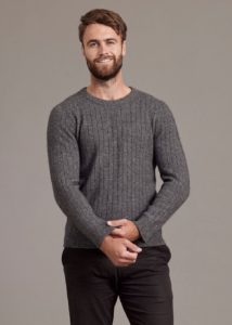 possum merino rib crew sweater pewter - ecowool