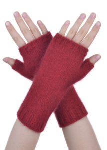 possum merino short glovelet red- ecowool