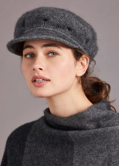 possum merino soft peak hat pewter -ecowool