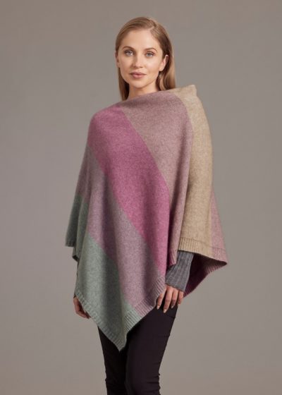 possum merino ombre poncho mint heather pewter - ecowool