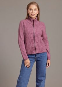 Possum Merino Cable Zip Jacket heather Ecowool