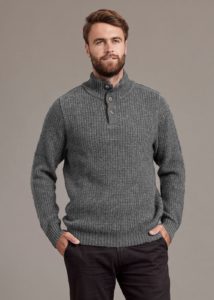 Possum Merino Placket Sweater pewter - Ecowool