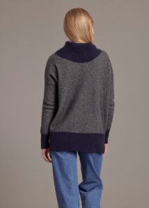 Possum Merino Two Tone Funnel Neck Jersey navy charcoal Ecowool