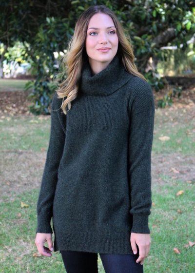 Possum Merino Rail Jumper moss Ecowool