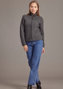 Possum Merino Cable Zip Jacket pewter - Ecowool