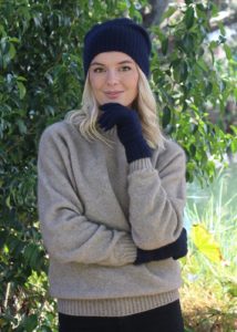 possum merino turn back glove beanie midnight ecowool