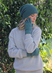 possum merino turn back glove beanie sage ecowool