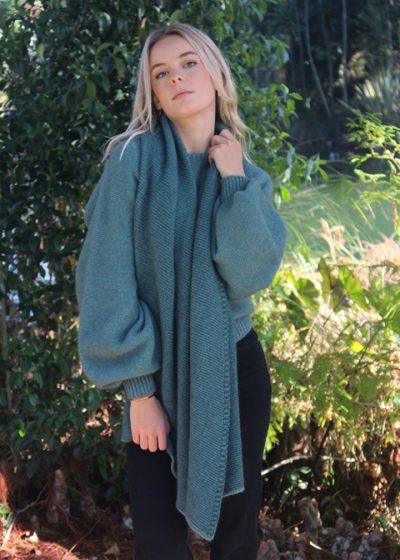 possum merino bias wrap sage tasman ecowool