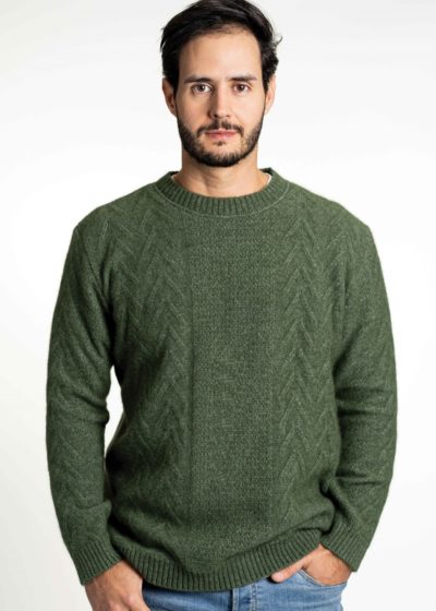 possum merino aran sweater moss ecowool