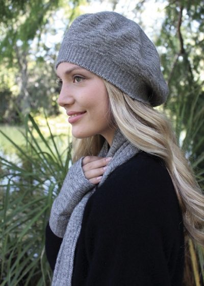 possum merino dash beret silver ecowool