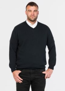 merino cotton vee sweater black ecowool